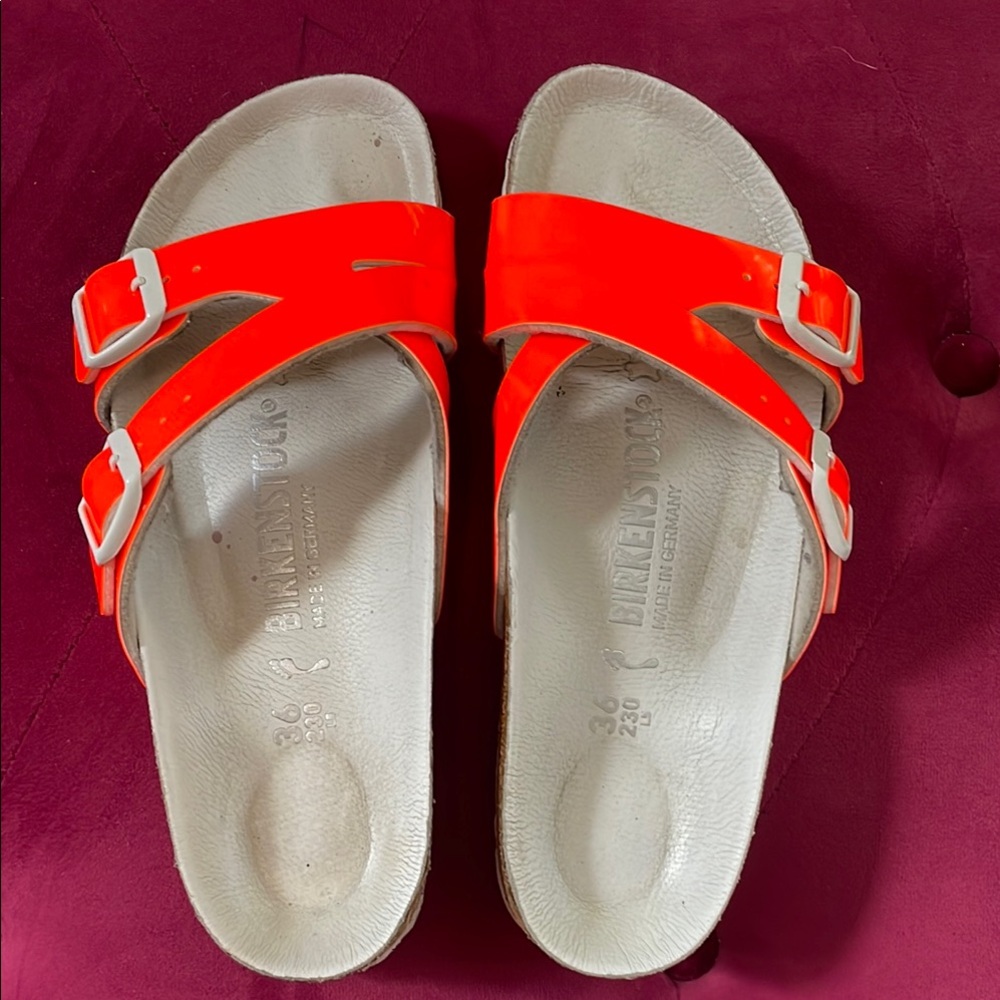 Birkenstock Women's Sandals - Bright Neon Orange Size 36